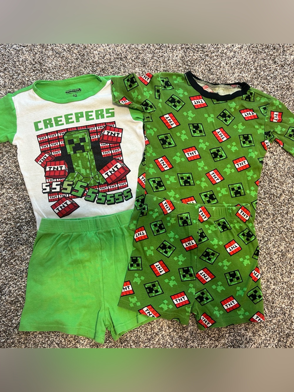 2 Pairs! Boys, Minecraft, Pajama Sets - 2-Piece Sleepwear, Shorts & Shorts, 10